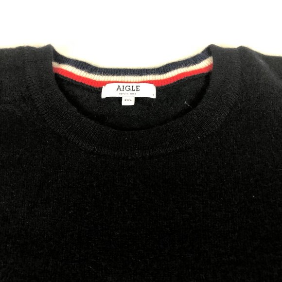 Aigle Sweater Men's Extra Extra Large Dark Blue Wool Blend Pullover Crewneck - Picture 4 of 12